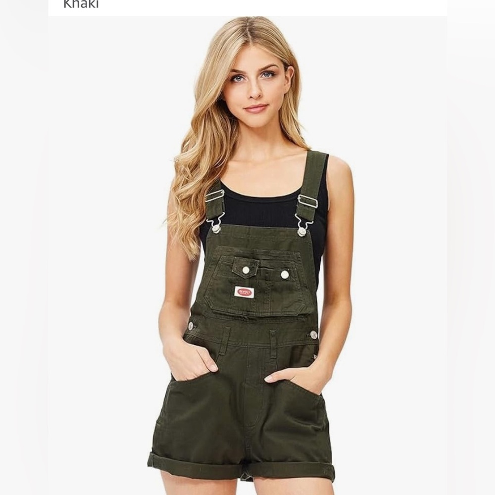 Revolt Denim Short Overalls in Olive